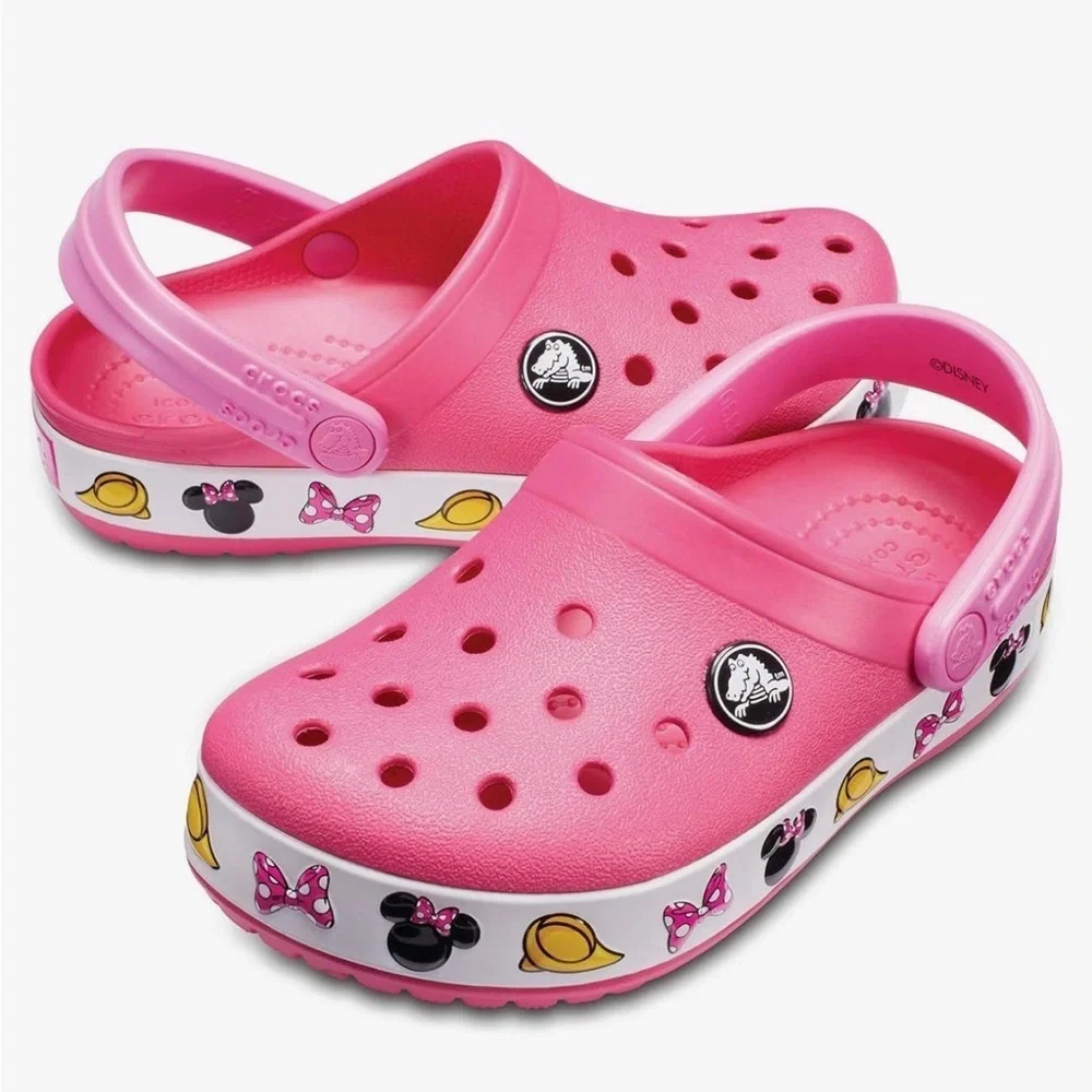 Crocs Disney Crocbands Minnie Mouse Clogs Girls 7 Slip Ons Paradise Pink Summer